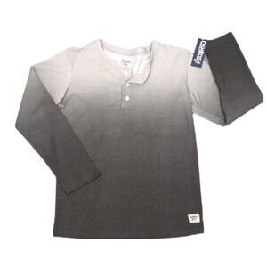 3/$20 NEW OshKosh Bgosh Kids Gray Ombre Henley Shirt Long Sleeve Boys Tshirt Top